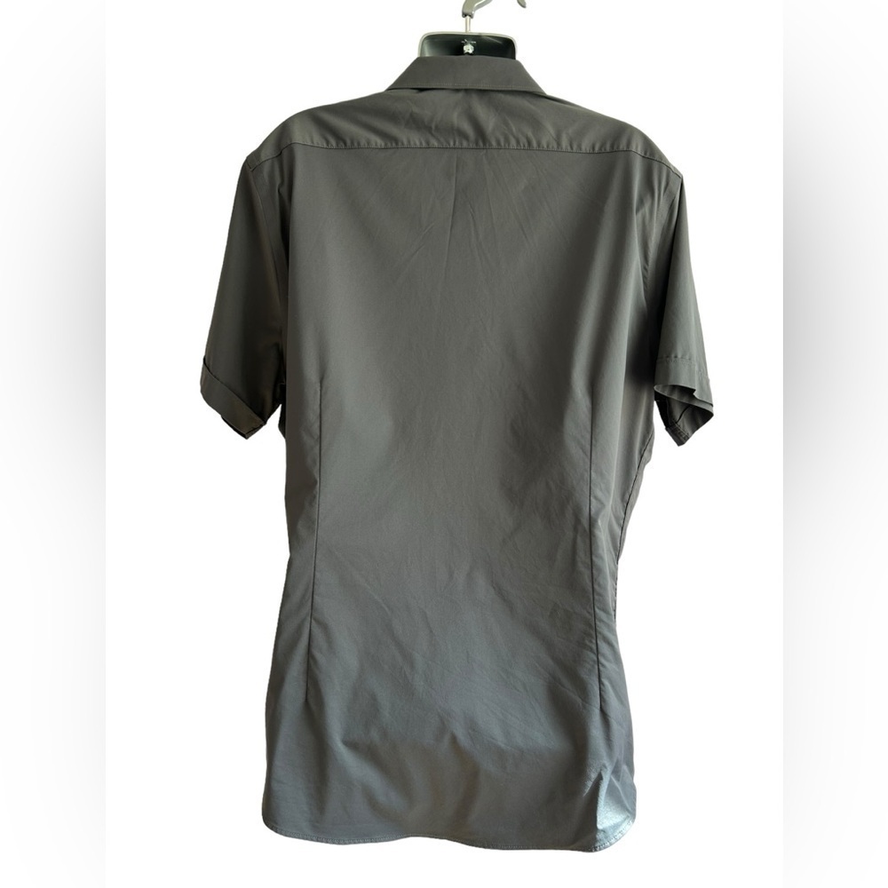 Express Slim Performance Gray Button Down Short S… - image 5